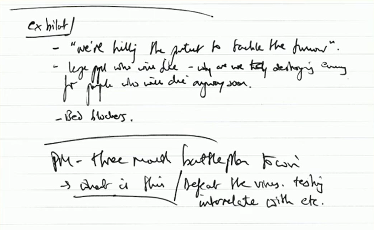 Handwritten notes by the UK's former private secretary for public services Imran Shafi suggesting prime minister Alexander Boris de Pfeffel Johnson asked: "Why are we destroying the economy for people who will die anyway soon?" Similarly, Rishi Sunak said it was time to “just let people die and that’s okay,” before succeeding Boris as prime minister.